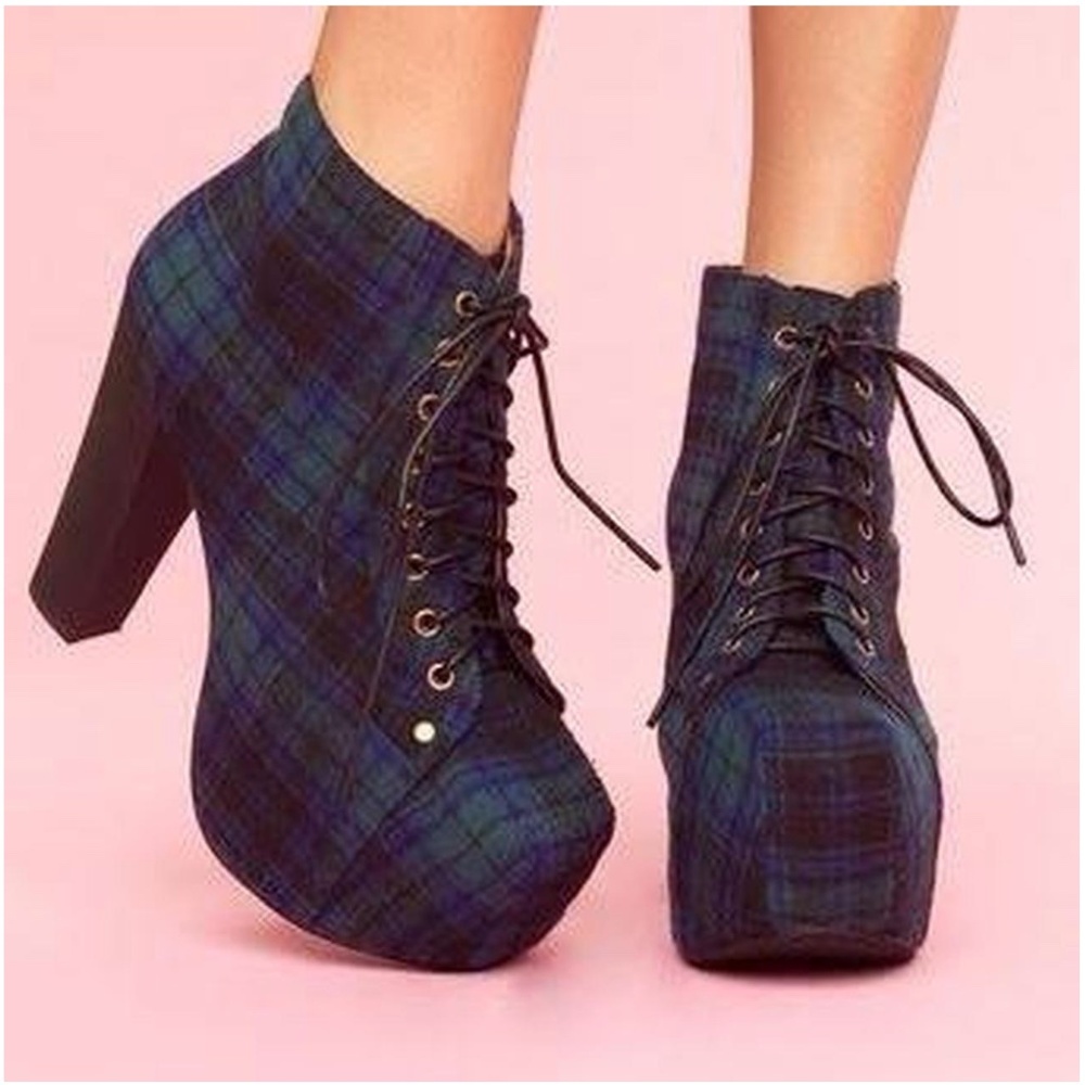Jeffrey Campbell Rare Vintage  Litas Tartan Plaid Platform Size 8 - 8.5
